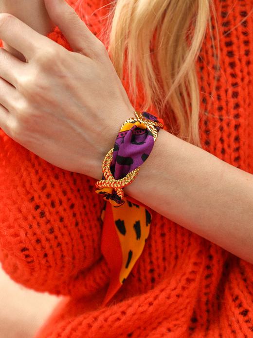 北京仓｜AN-NEE-TRESSE-橘红色 夏帕诺瓦 4cm 丝巾手镯［法国设计师］ 商品图0