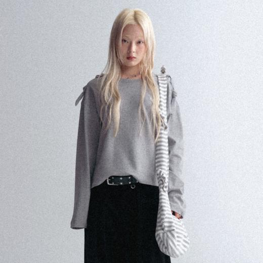 GOODBAI GOODEES 新款露肩蝴蝶结长袖T恤 商品图0