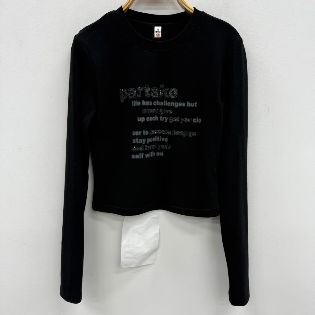 NC圆领英文字母烫钻打底T恤50902（黑） 秋季 153240140321