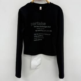 NC圆领英文字母烫钻打底T恤50902（黑） 秋季 153240140321