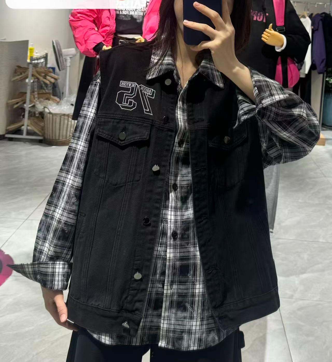 NC翻领无袖双口袋牛仔马夹50702（黑） 秋季 953012330321