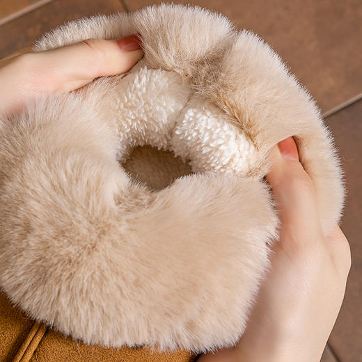 【2双更划算】宅小年 刺绣小暖炉仿皮绒包跟棉拖鞋 舒适保暖 毛绒鞋口 防滑 男款/女款 商品图12