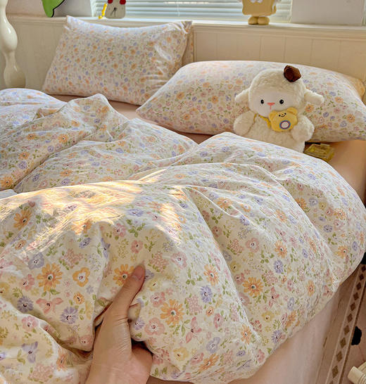 古法水洗棉四件套透气亲肤裸睡级床品四季通用 商品图1