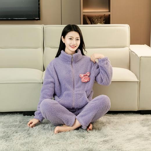 珊瑚绒睡衣女冬季加厚加绒2025年新款套装秋冬款小熊法兰绒家居服 商品图3