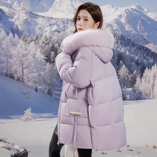 新国标90白鸭绒加肥加大码胖mm200斤中长款孕妇宽松羽绒服女2513 商品图1