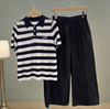 水淼2026年春新款POLO领条纹短袖毛衫2524 商品缩略图1