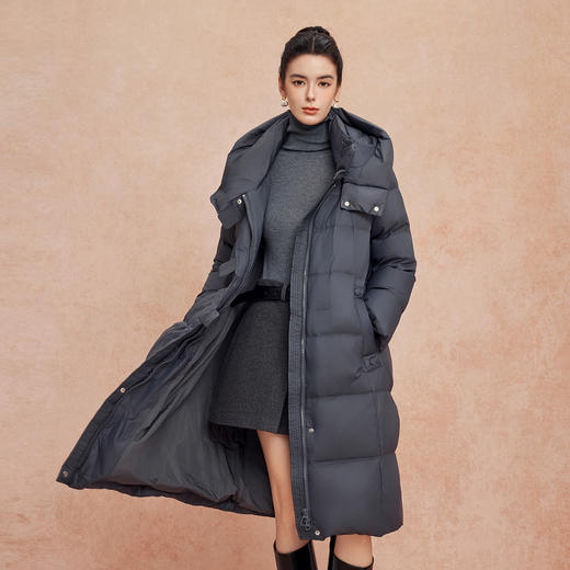 QR010斯尔丽25新款冬季连帽长款休闲面包服宽松加厚90绒时尚减龄羽绒服 商品图8