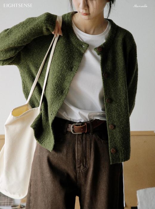 苔藓绿复古毛衣巨显白超治愈绿野仙踪羊毛开衫 商品图6