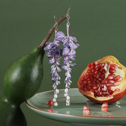 【林栖设计小店】福绕紫藤|耳环恭王府联名真丝珍珠2026早春新款女2953137 商品图2