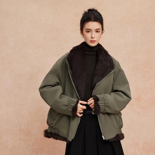 QP606斯尔丽25新款派克服兔毛双面双穿多种穿搭时尚宽松适合小个子皮草 商品图0