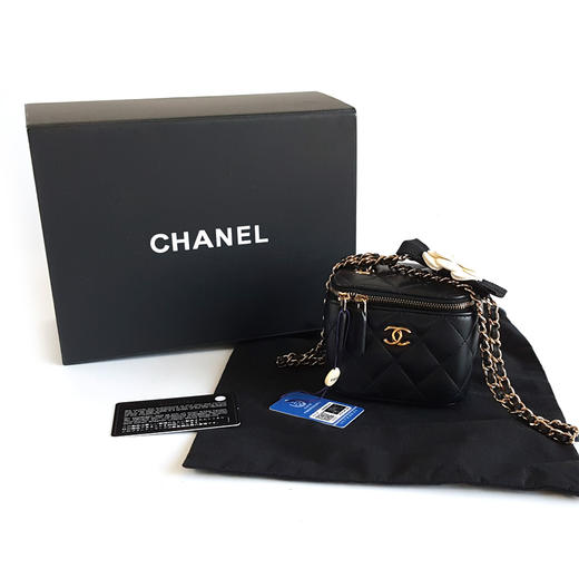 【95新】CHANEL香奈儿AP2158 B05471 94305黑金羊皮山茶花蝴蝶结小盒子化妆包链条单肩包女士 071225AK14 商品图1