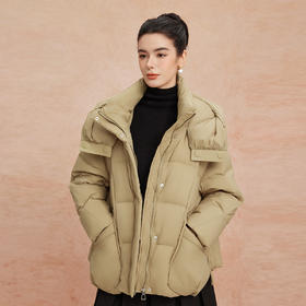 QR007斯尔丽25新款冬季连帽一手长款休闲面包服宽松加厚90绒减龄羽绒服