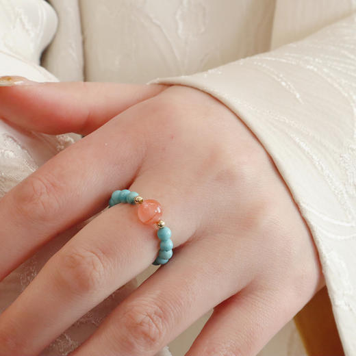 【菱镁矿天然南红戒指】敦煌小众菱镁矿戒指弹力女小众复古南红蜜蜡指环 商品图4