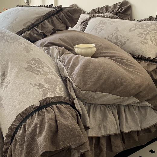 复古汉麻大花边四件套透气亲肤纯棉床品套装 商品图1