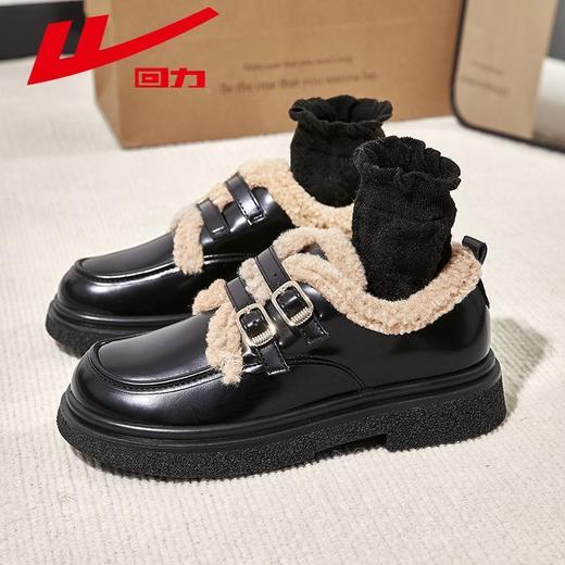 回力女鞋休闲亮面保暖甜美可爱轻便气质厚底玛丽珍小皮鞋冬季加绒 商品图7