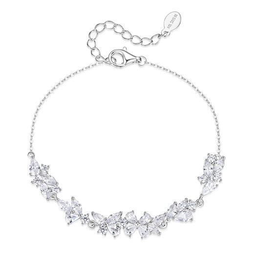 卡蒂罗KADER 紫藤花开手链 999足银/925银 满镶闪锆微笑花环在逃公主浪漫好运配饰 甜美大气璀璨银河 手链 女款 银色 礼盒款 商品图3