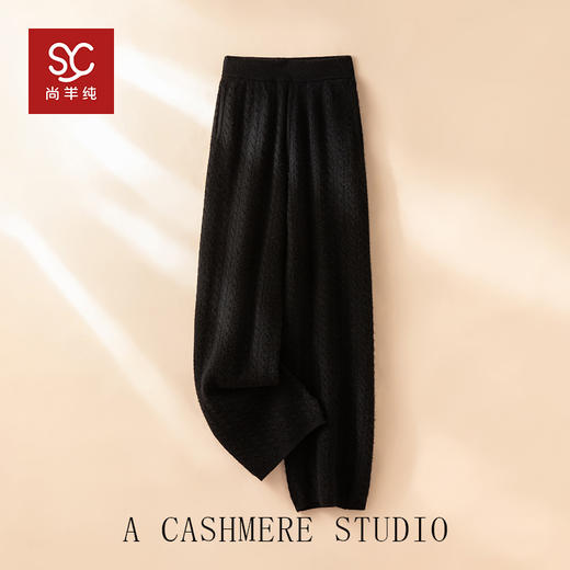 知性美~重磅加厚100纯山羊绒阔腿裤女外穿针织阔腿裤CYR250488 商品图3