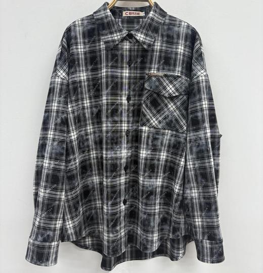 NC翻领格子单口袋长袖衬衫50723（黑） 秋季 253012100321 商品图1