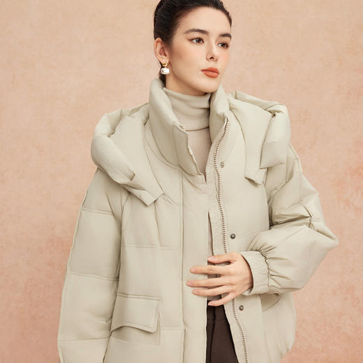 QR011斯尔丽25新款冬季连帽短款休闲宽松加厚90绒时尚减龄小个子羽绒服 商品图4