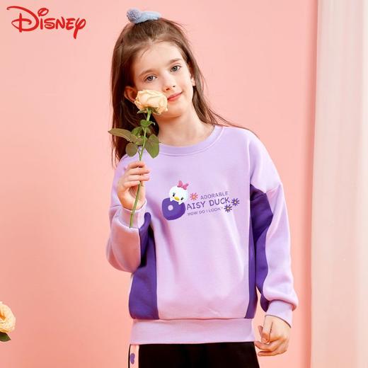 迪士尼女童冬季加绒加厚卫衣女孩冬款假两件打底衫儿童冬装上衣 商品图0