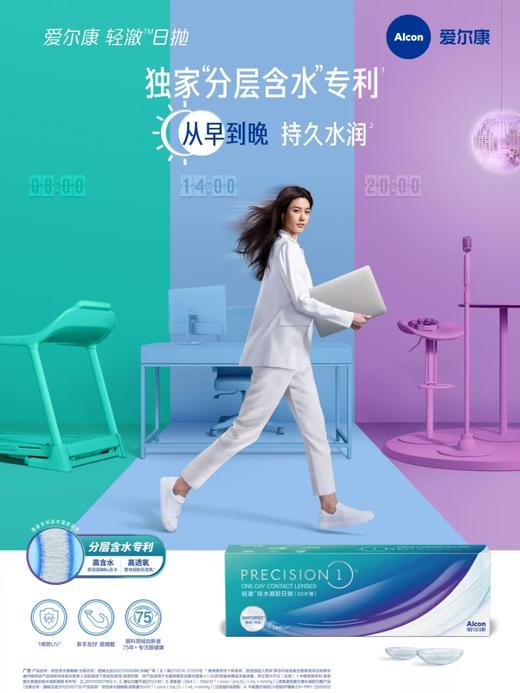 【拍1发2】爱尔康轻澈硅水凝胶日抛隐形近视眼镜一次性30片装 商品图1