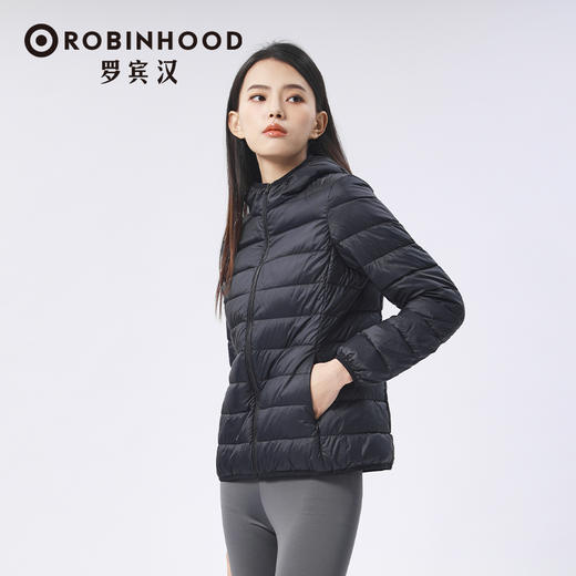 罗宾汉秋冬女款保暖薄款冬季连帽羽绒服-R238Y51133 商品图1