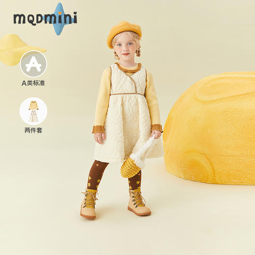 【秒】【专柜同款】MQD童装女小童夹棉连衣裙套装秋冬新款复古儿童裙子 商品图0