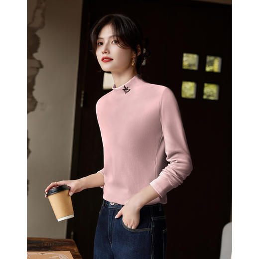 【年终特卖】熙世界【黑科技德绒】双面绒半高领打底衫女秋冬新款内搭T恤上衣 商品图2