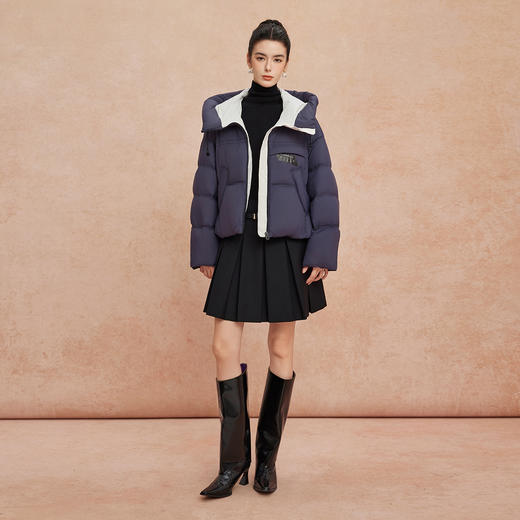 QR006斯尔丽25新款冬季连帽短款休闲面包服宽松加厚90绒时尚减龄羽绒服 商品图3