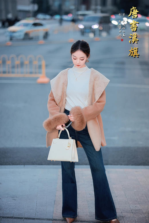 【驼色连帽大衣（绵羊毛】100%绵羊毛双面两穿棕色短款收腰设计羊毛大衣保暖透气亲肤 商品图4