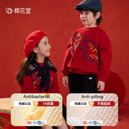 严选 | 棉花堂奥粒绒加绒针织圆领卫衣 马年年衣 商品图1