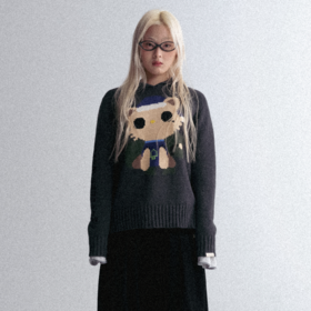 GOODBAI GOODEES 秋冬新款加厚机器小猫翻领毛衣