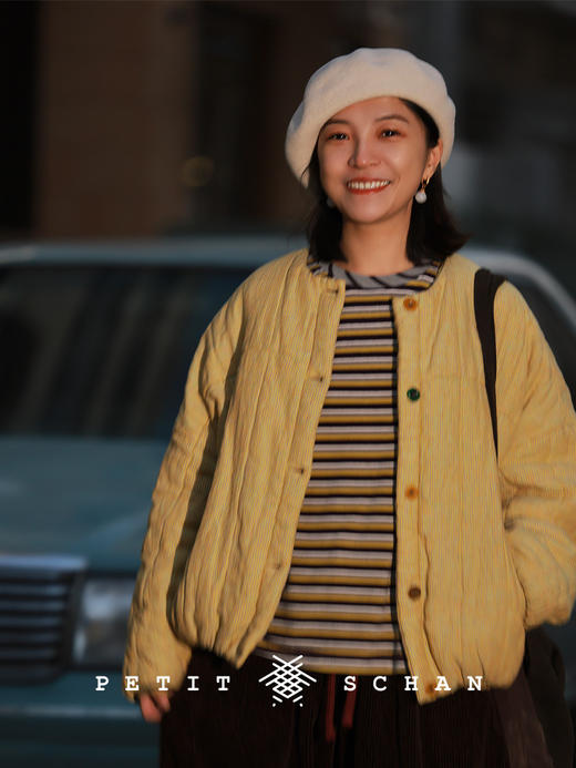 PETIT SCHAN小闪 CLO#988 Plump 圆圆乎乎 亚麻短款绵羊毛冬款棉服外套 商品图1