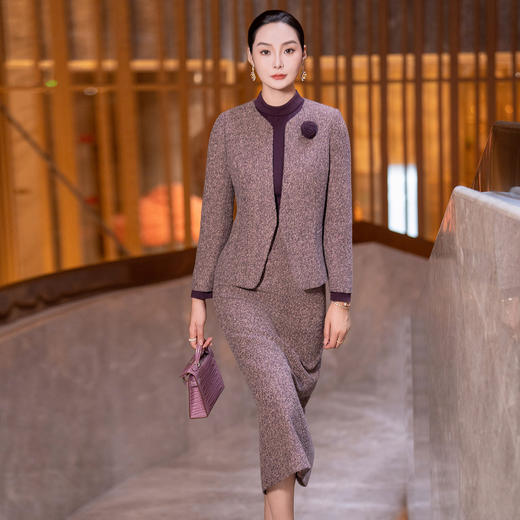 YBY 964H93毛呢小香风套装裙时尚修身连衣裙气质减龄羊毛两件套裙 商品图1