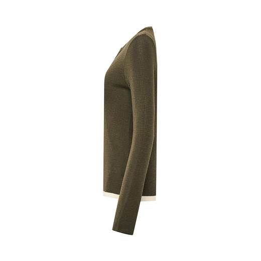 【2件9折】【Petit Bari】(多色)时髦撞色假两件亨利领羊毛针织上衣 商品图4