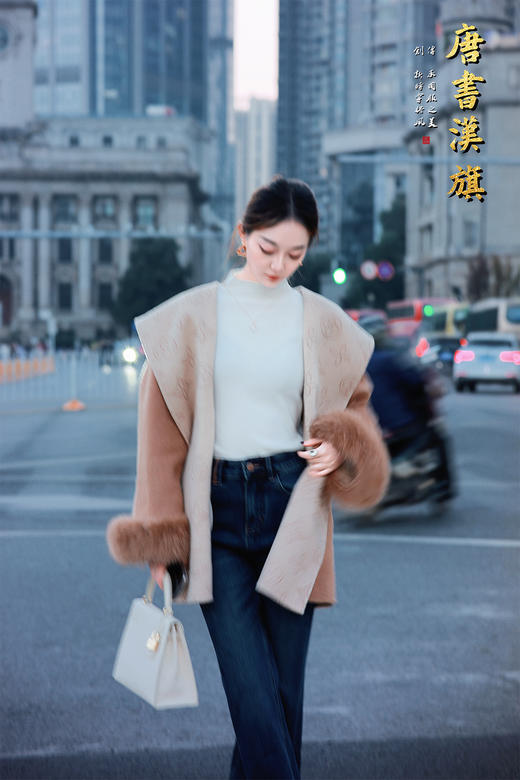 【驼色连帽大衣（绵羊毛】100%绵羊毛双面两穿棕色短款收腰设计羊毛大衣保暖透气亲肤 商品图7