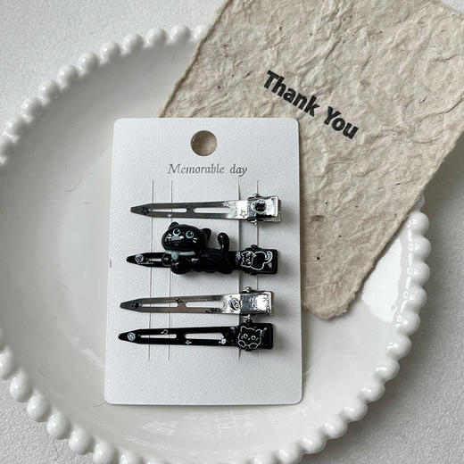 黑银无痕夹组合发夹（4个）-纪念日百货门店同款167997543 商品图3