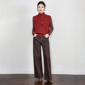 「高货wl」全新升级【铂金会员238/天猫319/差价81】(00816)洛诗琳纯羊毛高领针织马甲2025秋冬新款复古叠穿背心上衣