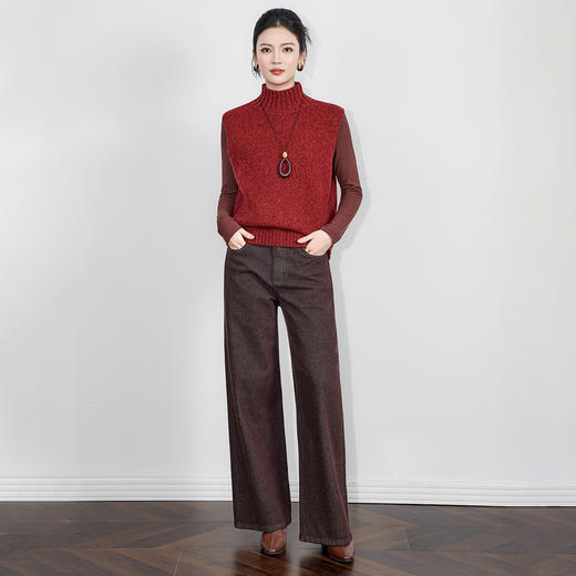 「高货wl」全新升级【铂金会员238/天猫319/差价81】(00816)洛诗琳纯羊毛高领针织马甲2025秋冬新款复古叠穿背心上衣 商品图0