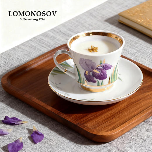 LOMONOSOV 俄皇   俄罗斯之花系列硬瓷马克杯高颜值办公室杯子家用紫色鸢尾花 商品图1