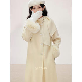 鹿向南「暖冬呢喃」高级感气质双面毛呢外套女装冬季新款长款大衣