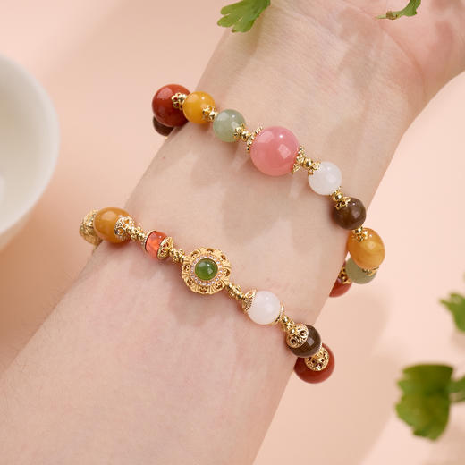 【福至心灵·南红多宝手串】敦煌福泽小众十二通宝南红手串和田玉蜜蜡多宝手串 商品图0