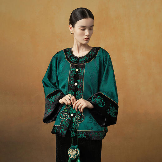 【林栖设计小店】恭王府联名|衬衣真丝杭缎新中式宽松2026早春新款上衣女1961005 商品图5