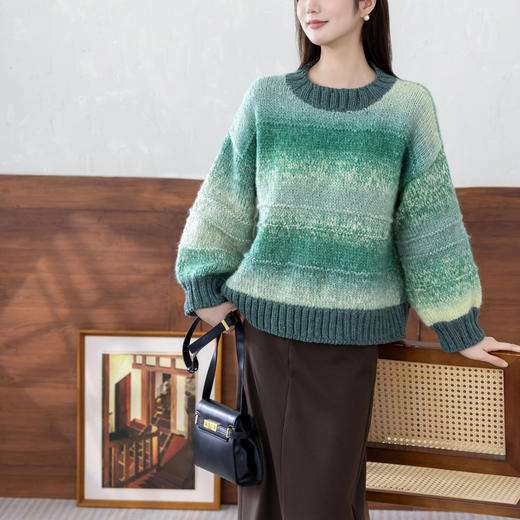 苏苏姐家骄阳条纹毛衣手工DIY棒针衣服毛线团自制材料包 商品图3