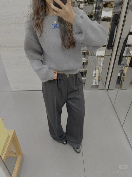 1218-5 渠道圆正 ce羊毛羊绒双层复合撞色徽标提花女款套头衫 我穿L 商品图4