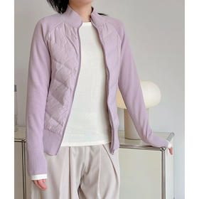 官网1680！lu家防风立领修身保暖短款女士外套 90%白鸭绒轻盈针织拼接羽绒服