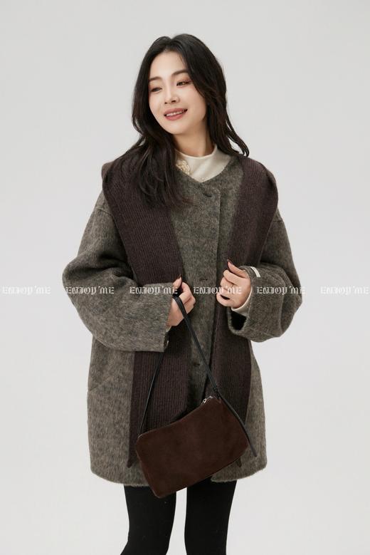 【门店同款】ENJOY冬季“暖冬知性”圆领中长款披肩大衣 168144091 商品图1