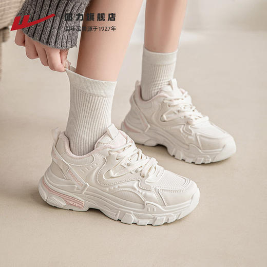 回力老爹鞋女2025新款冬季加绒保暖小白鞋厚底百搭休闲运动鞋女鞋 商品图1