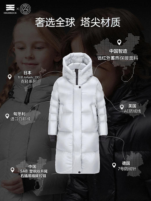 天石鹅铠甲白鹅绒羽绒服男女中大童长款冬户外东北严寒保暖 G614 (2.0版) 商品图6