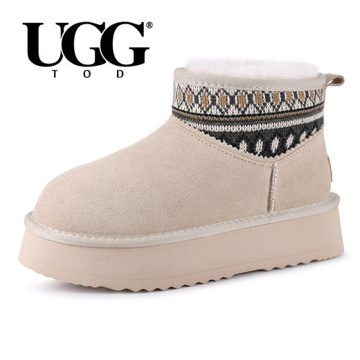 澳洲UGG厚底民族风短筒羊皮毛一体雪地靴 商品图9